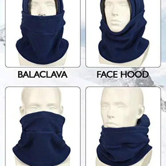 Winter Fleece Balaclava Ski Mask with Drawstring Full Face Covering - Picture 5 of 8